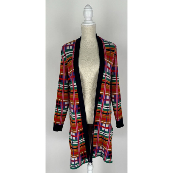 Moth Anthropologie Williston Plaid Long Cardigan Sweater Belted Womens Small - Picture 8 of 13
